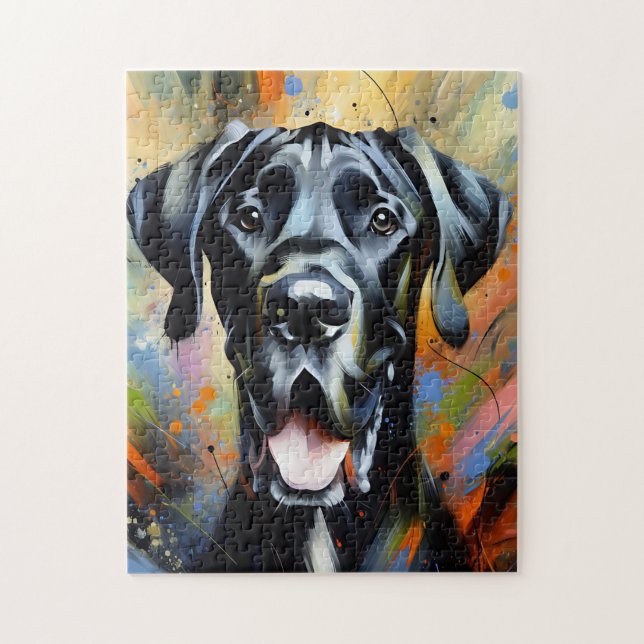Great Dane Hund Akryl Konsttryck Hundälskare Prese Pussel (Vertikal)