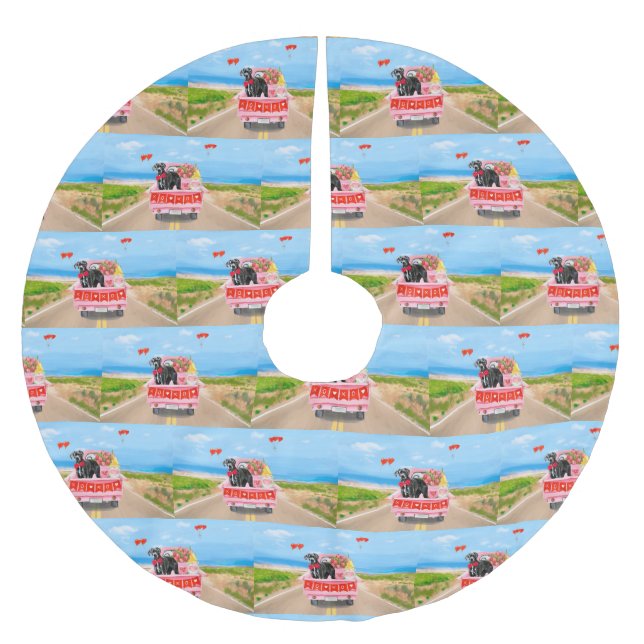 Great dane Hund Alla hjärtans dag Lastbil Julgransmatta Borstad Polyester (Framsidan)