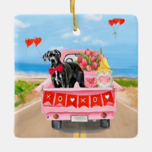 Great dane Hund Alla hjärtans dag Lastbil Julgransprydnad Keramik