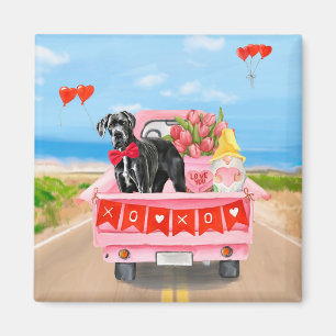 Great dane Hund Alla hjärtans dag Lastbil Magnet