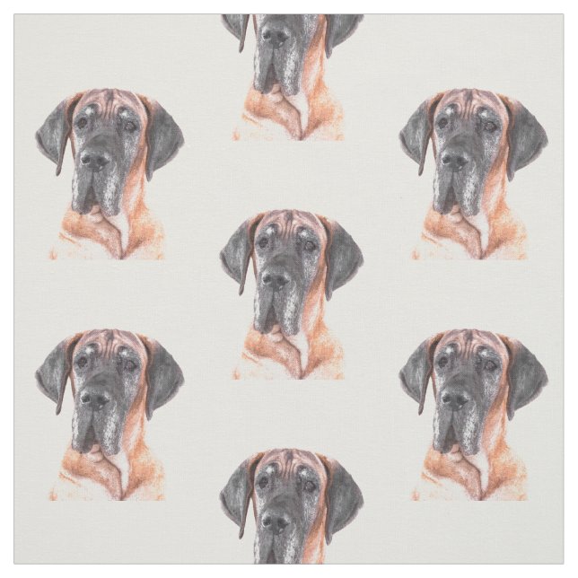 great dane Hund Animal Porträtt Tyg (Provkarta)
