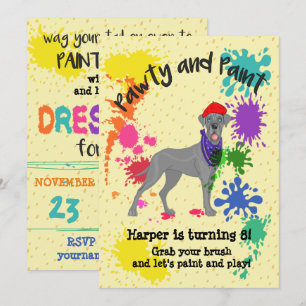 Great dane Hund Art Födelsedagsfest inbjudan