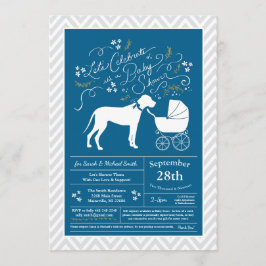 Great dane Hund Baby Shower Blue Boy Inbjudningar