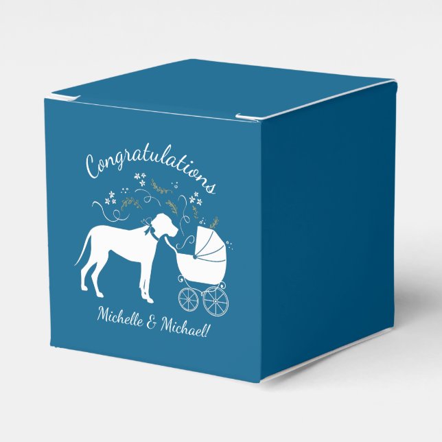 Great dane Hund Baby Shower Puppy Blue Boy Presentaskar (Framsidan Sidan)
