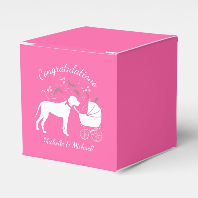 Great dane Hund Baby Shower Puppy Rosa Girl Girl Presentaskar (Framsidan Sidan)