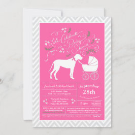 Great dane Hund Baby Shower Rosa Girl Inbjudningar