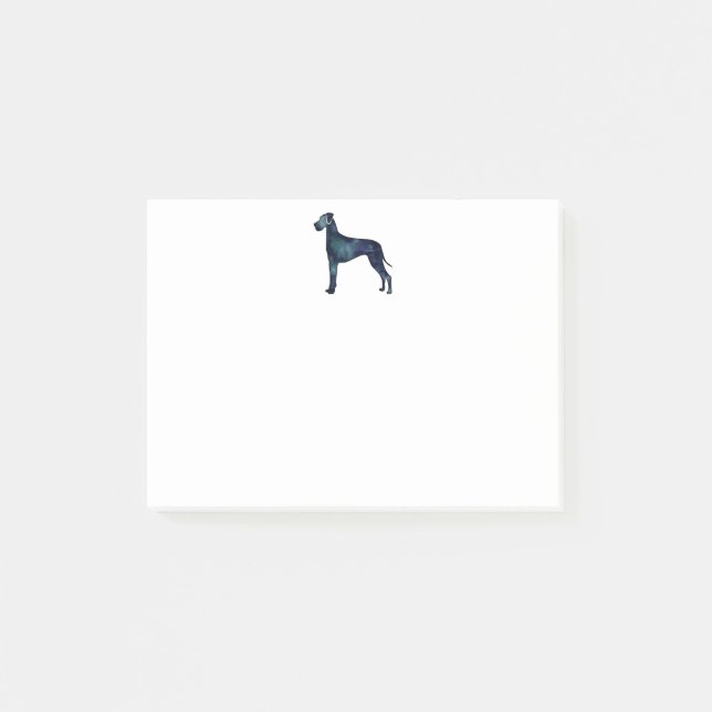 great dane Hund Black Watercolor Silhouette Post-it Block (Framsida)