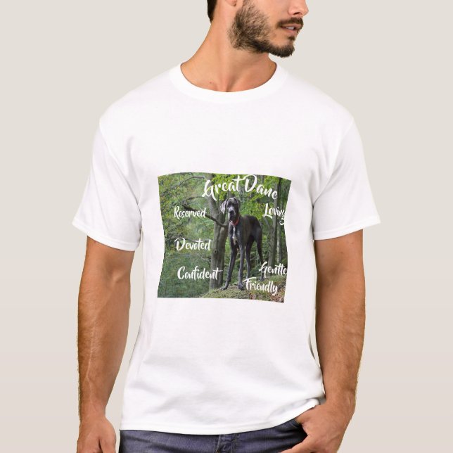 Great Dane Hund Egenskaper T-Shirt (Framsida)