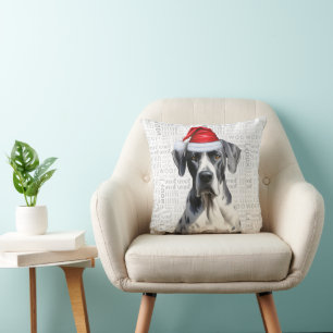 Great dane Hund Funny Watercolor jul Kudde