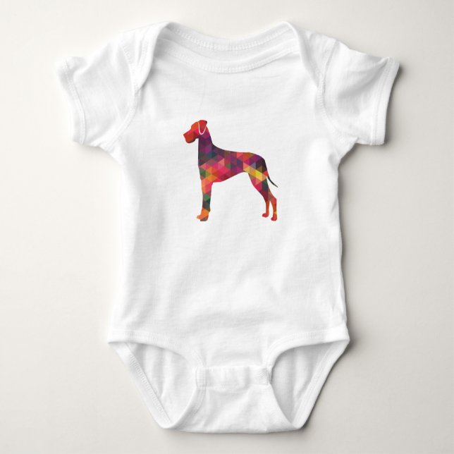 great dane Hund Geometric Mönster Silhouette Multi T Shirt (Framsida)