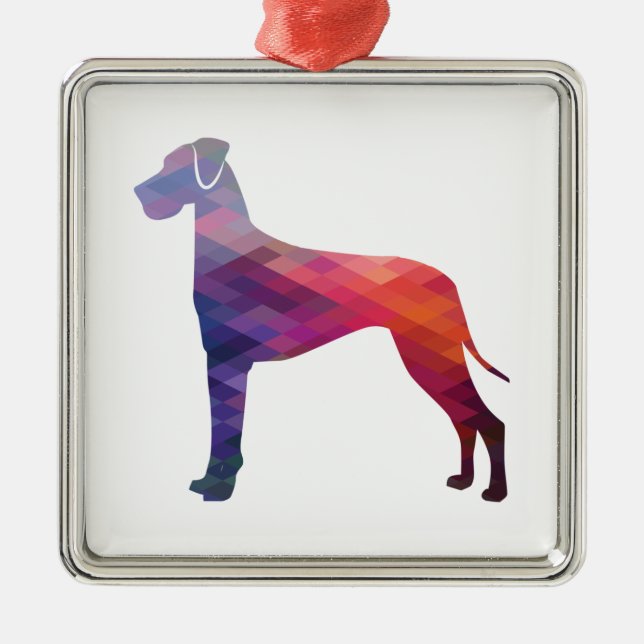 Great dane Hund Geometric Silhouette Lila Julgransprydnad Metall (Framsidan)