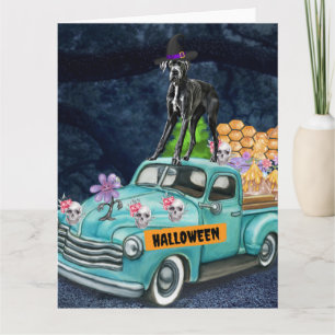 Great Dane Hund Halloween Lastbil Skräcknatt Kort