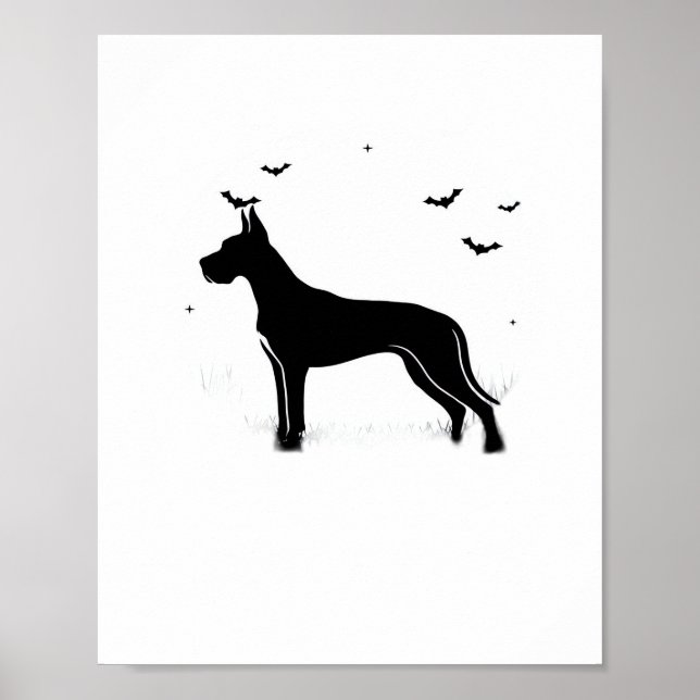 Great dane Hund - Halloween Måne Silhouette Classi Poster (Framsidan)