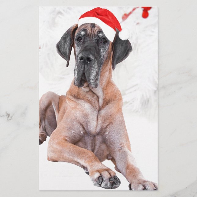 Great dane Hund Hat God jul Brevpapper (Framsida)