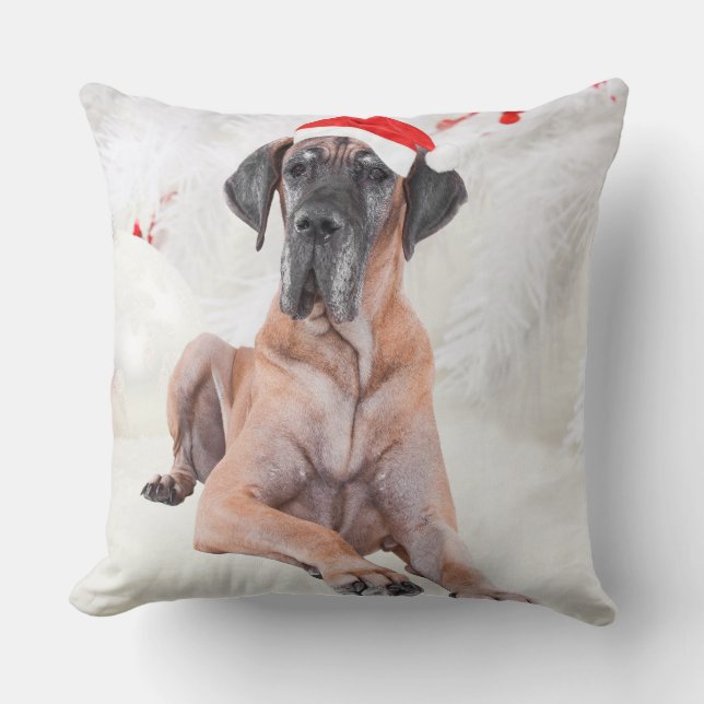 Great dane Hund Hat God jul Kudde (Framsida)