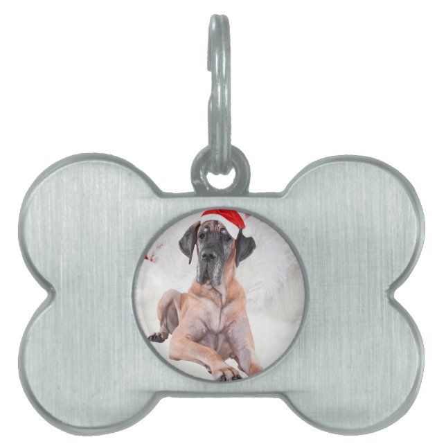 Great dane Hund Hat God jul Namnbricka Husdjur (Framsidan)