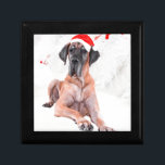 Great dane Hund Hat God jul Smyckeskrin<br><div class="desc">En söt Great dane hund sitta med röd julhatt och rödjulprydnad,  en perfekt julklapp!</div>