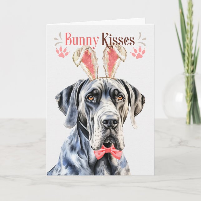 Great dane Hund i Bunny Öron för Påsk Helgkort (Framsida)