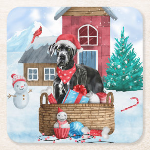 GREAT DANE HUND i HUND i SNÖ Underlägg Papper Kvadrat