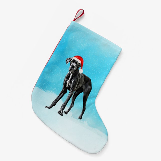 Great dane Hund i julhögen Snö Liten Julstrumpa (Framsidan (Hängande))