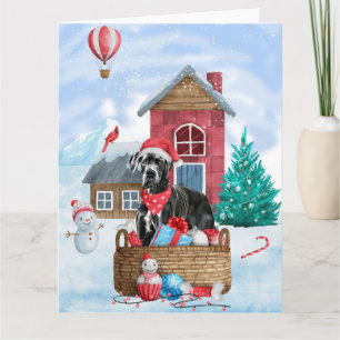 Great Dane Hund I snö Jul Hund Hus Kort
