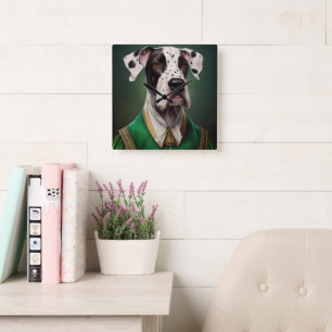 Great dane Hund i St. Patrick Dress Fyrkantig Klocka