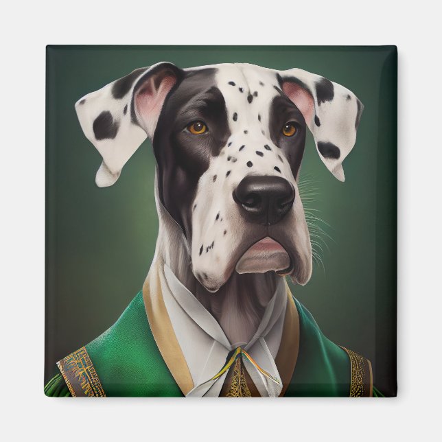 Great dane Hund i St. Patrick Dress Magnet (Framsidan)