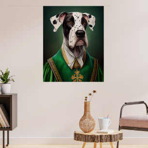 Great dane Hund i St. Patrick Dress Poster
