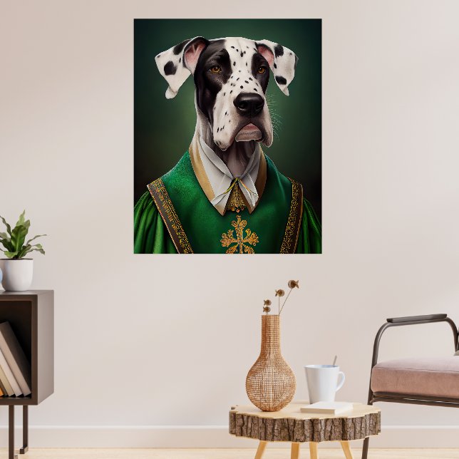 Great dane Hund i St. Patrick Dress Poster (Vardagsrum 3)