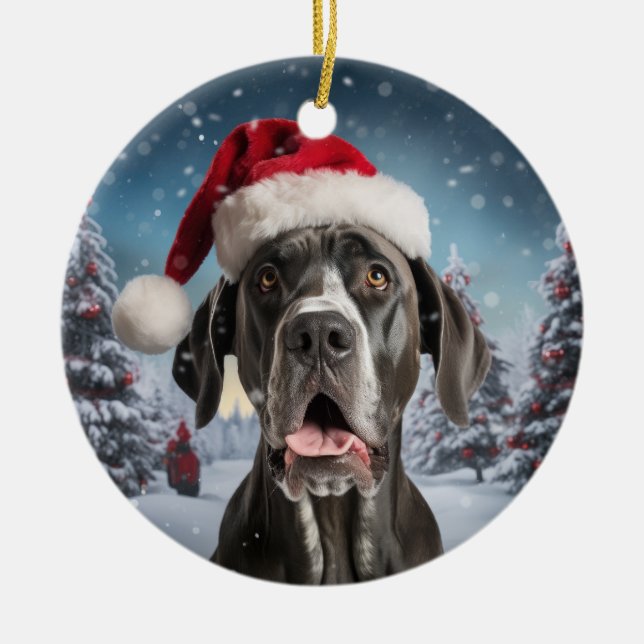 Great dane Hund jul Keepsaké Julgransprydnad Keramik (Framsidan)