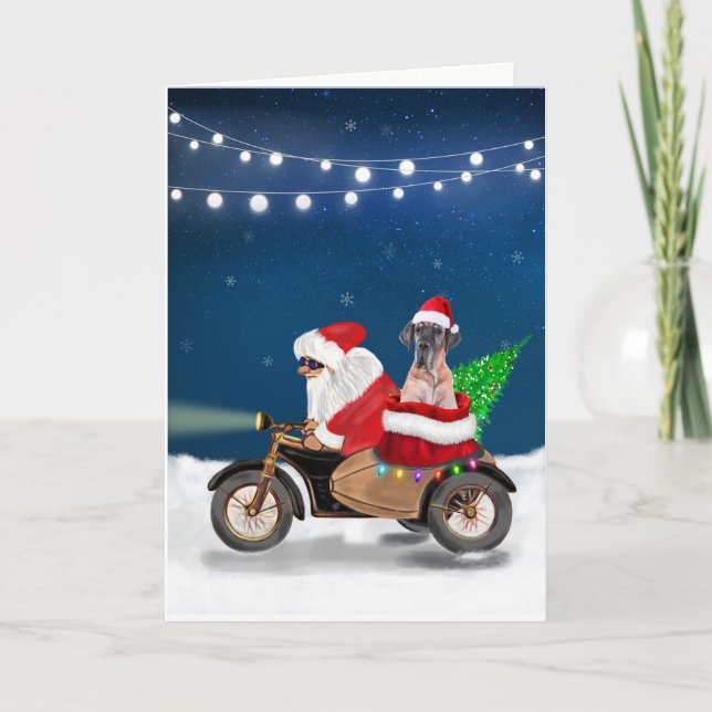 Great Dane hund jul tomte  Kort (Framsida)