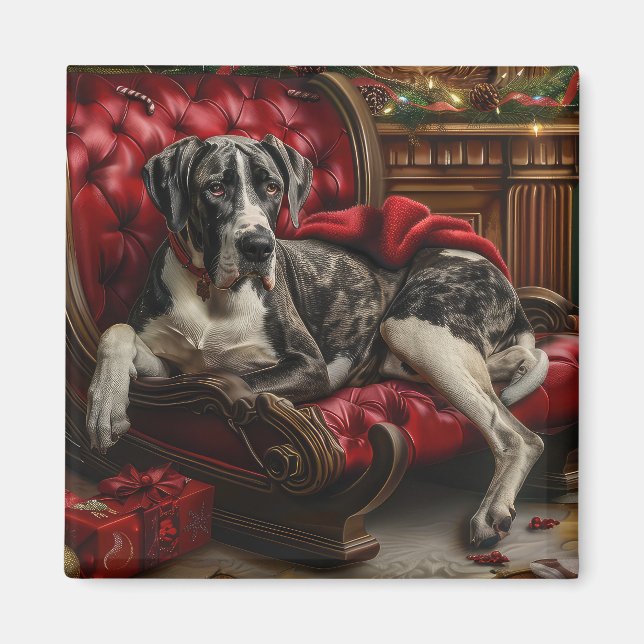 Great dane Hund julafton Magnet (Framsidan)
