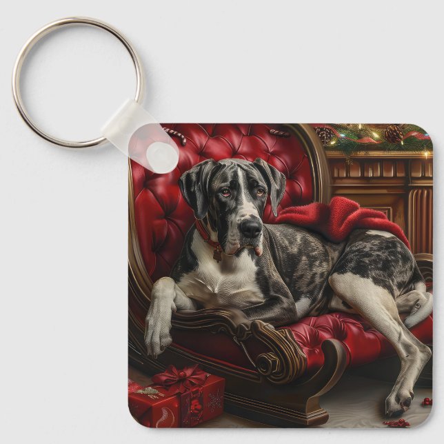 Great dane Hund julafton Nyckelring (Framsida)