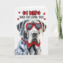 Great dane Hund Made for Loving You Valentine Helgkort