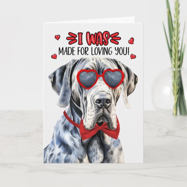 Great dane Hund Made for Loving You Valentine Helgkort (Framsida)