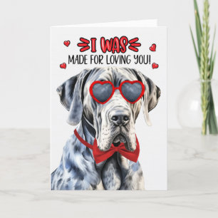 Great dane Hund Made for Loving You Valentine Helgkort