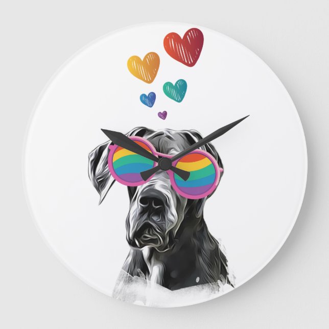 Great dane Hund med hjärtans Alla hjärtans dag Stor Klocka (Framsida)