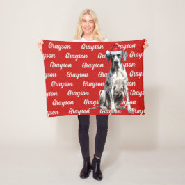 Great dane Hund med Namn under mönstrad jul Fleecefilt