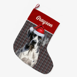 Great dane Hund, Namn Grått Red Play Personlig Stor Julstrumpa