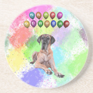 Great Dane-hund önskar Gott Nytt År Underlägg