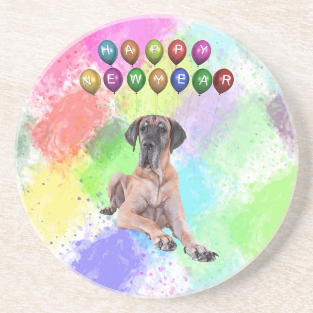 Great Dane-hund önskar Gott Nytt År Underlägg (Framsidan)