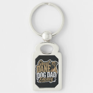 Great Dane Hund Pappa Energi Rektangulärt Silverfärgad Nyckelring