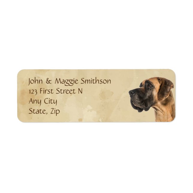 Great dane Hund Pet Animal Returadress Etikett (Framsidan)