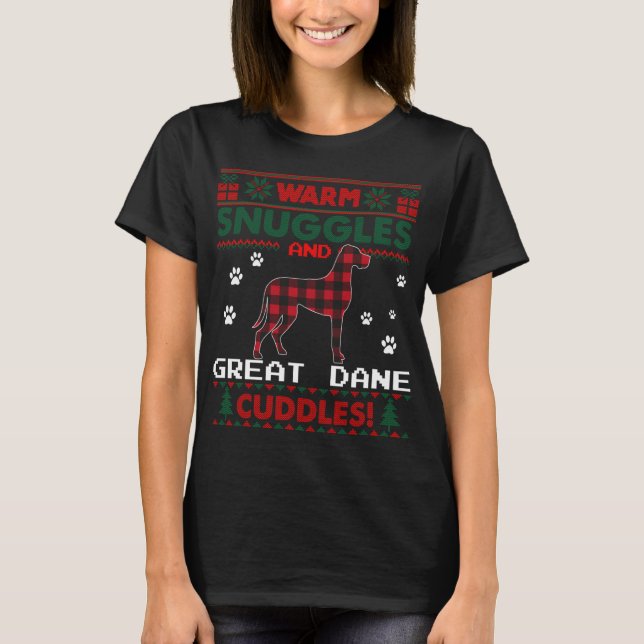 Great dane Hund Red Buffalo Play Gift Ugly Christm T Shirt (Framsida)