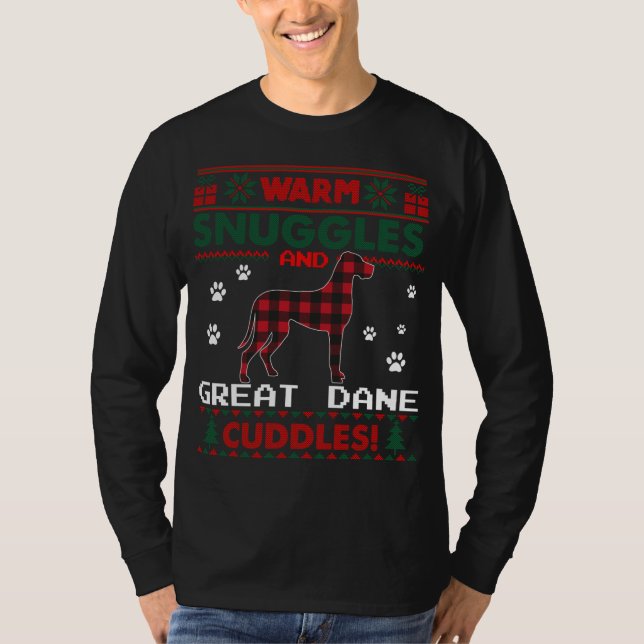 Great dane Hund Red Buffalo Play Gift Ugly Christm T Shirt (Framsida)