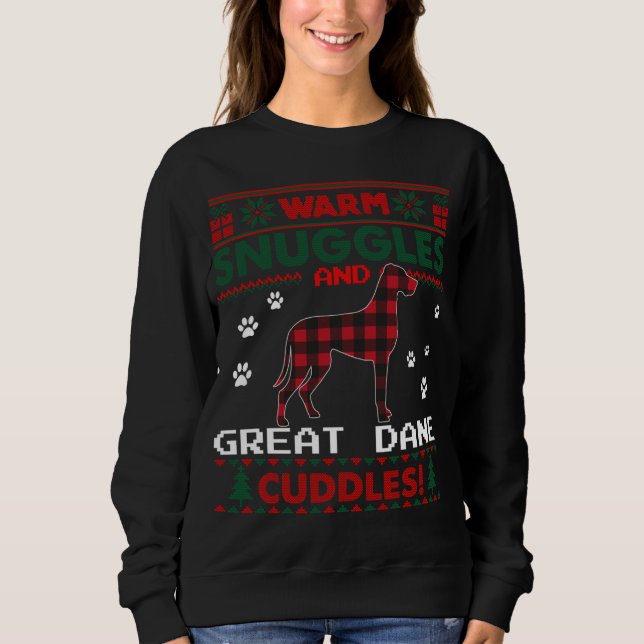 Great dane Hund Red Buffalo Play Gift Ugly Christm T Shirt (Framsida)