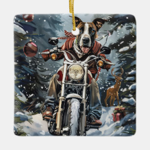 Great dane Hund Riding Motorcykel - jul Julgransprydnad Keramik