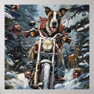 Great dane Hund Riding Motorcykel - jul Poster