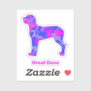 Great dane Hund Silhouette Crazy Shock rosa Sticke Klistermärken