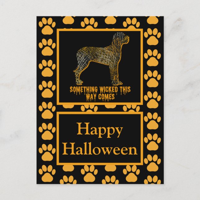 Great dane Hund Silhouette Happy halloween Vykort (Framsida)